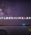 为什么要报考2024年成人高考