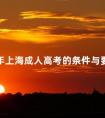 2024年上海成人高考的条件与要求是什么