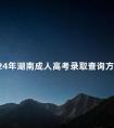 2024年湖南成人高考录取查询方法