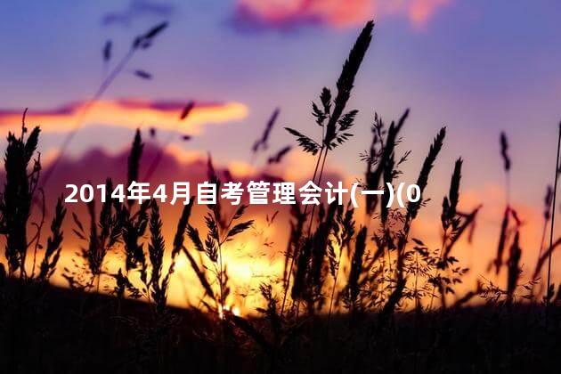 2014年4月自考管理会计(一)(00157)真题