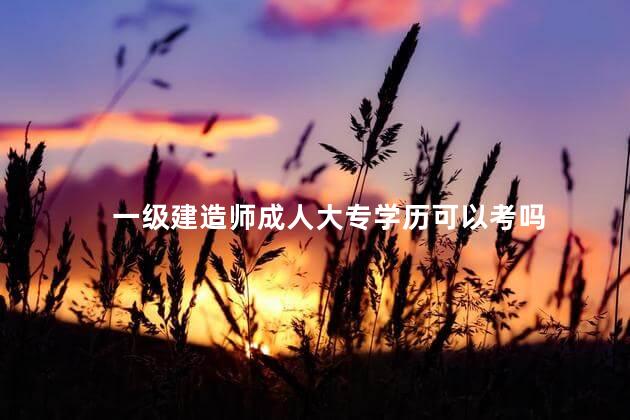 一级建造师成人大专学历可以考吗