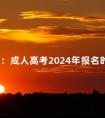 公布:成人高考2024年报名时间