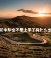 初中毕业不想上学了有什么出路