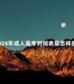 2024年成人高考时间表是怎样的