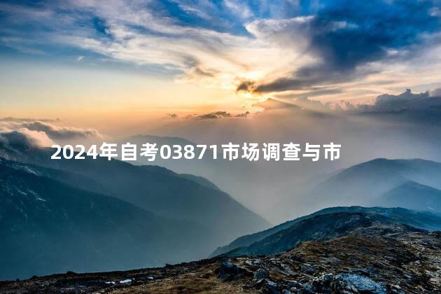 2024年自考03871市场调查与市场分析复习资料