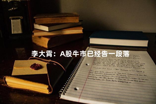 李大霄：A股牛市已经告一段落